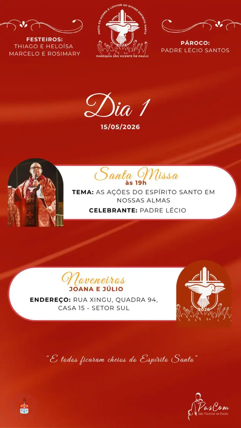 1ª DIA DA FESTA EM HONRA E LOUVOR AO DIVINO ESPÍRITO SANTO